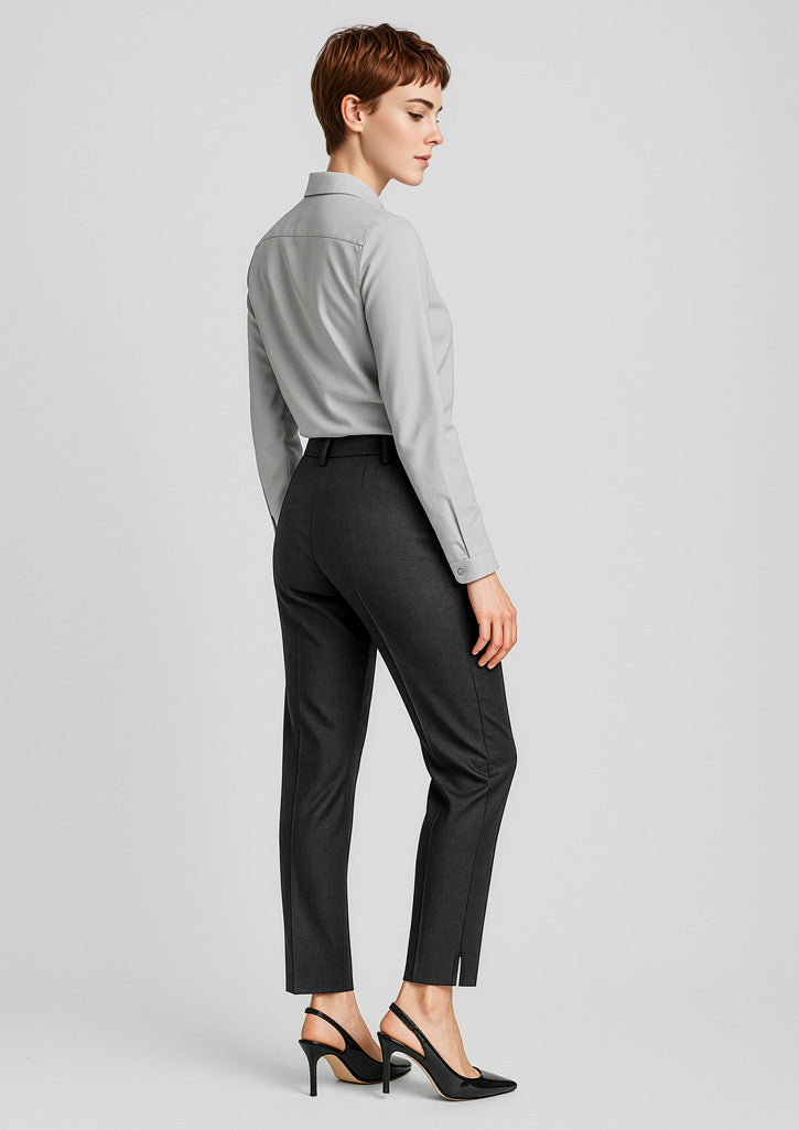 Comfort Wool Stretch Womens Slim Leg Pant - Black - Model