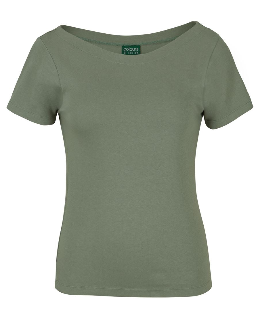 C of C Ladies Boat Neck Tee - Sage - Front