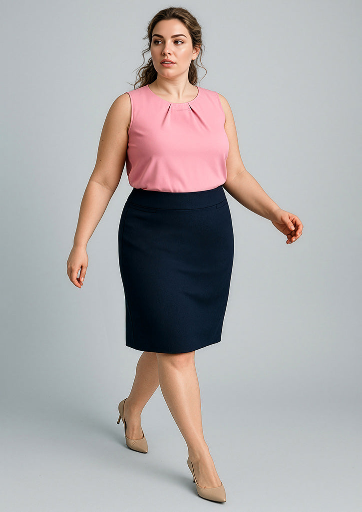 Cool Stretch Womens Relaxed Fit Lined Skirt - Navy - Model
