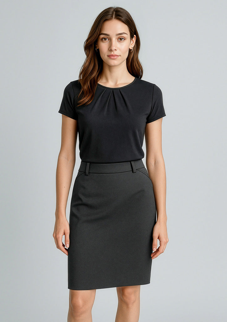 Cool Stretch Womens Multi-Pleat Skirt - Charcoal - Model