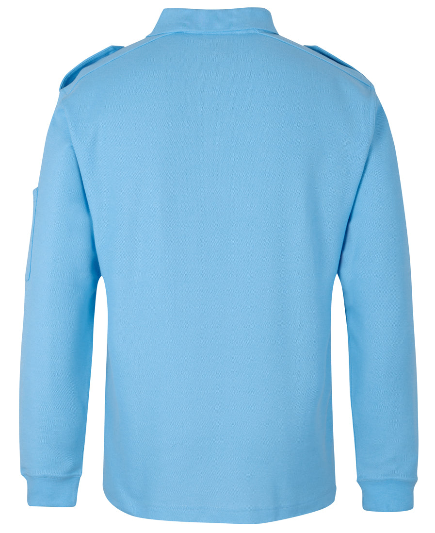 JB's L/S 250 Epaulette Polo - Lt Blue - Back
