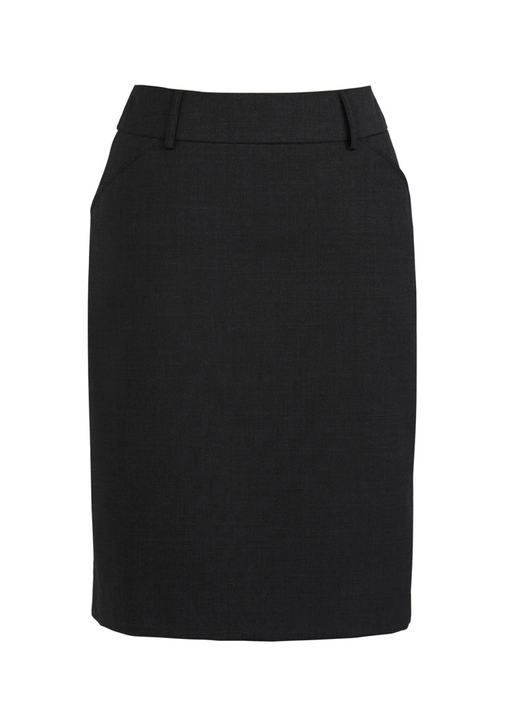 Comfort Wool Stretch Womens Multi-Pleat Skirt - Black - Front