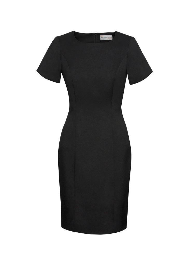 Cool Stretch Womens Short Sleeve Shift Dress - Black - Front