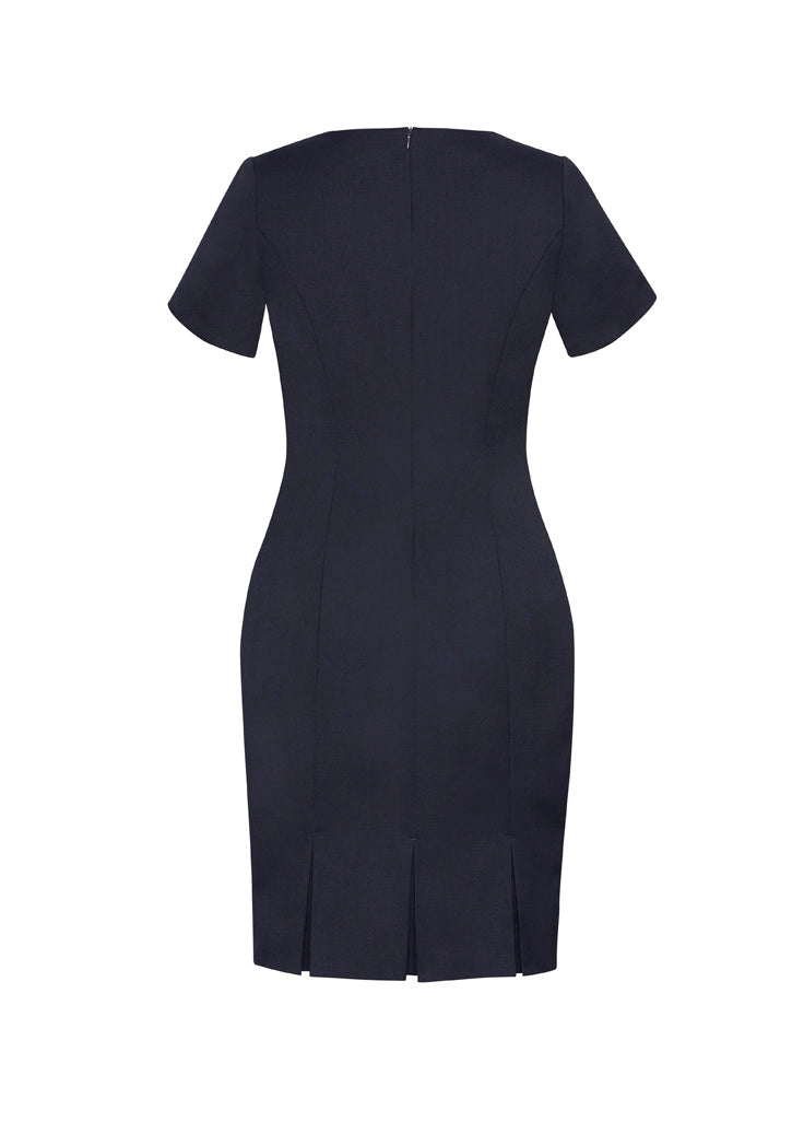 Cool Stretch Womens Short Sleeve Shift Dress - Navy - Back
