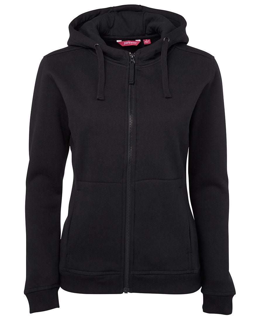 JB's Ladies Full Zip Fleecy Hoodie - Black - Front