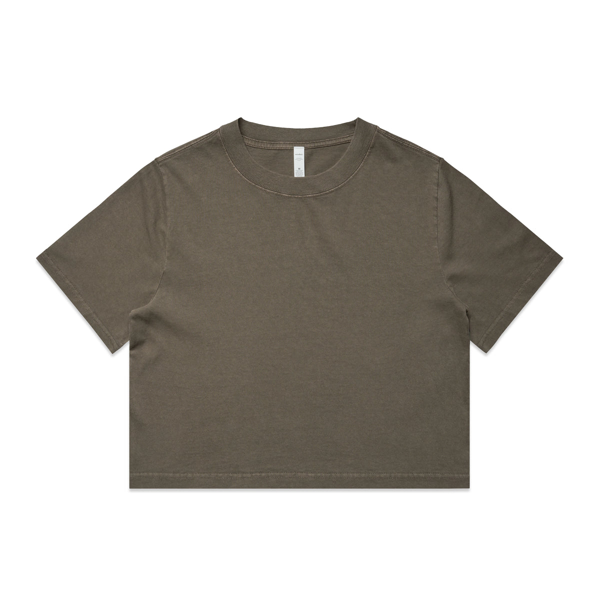 Wo's Heavy Faded Crop Tee 4089 - Faded Brown - Front