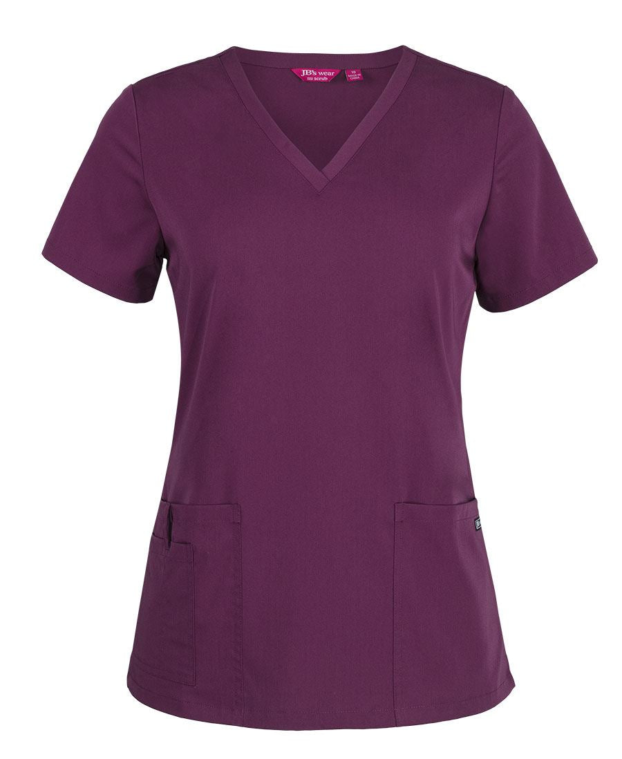 JB's Ladies Nu Scrub Top - Wine - Front