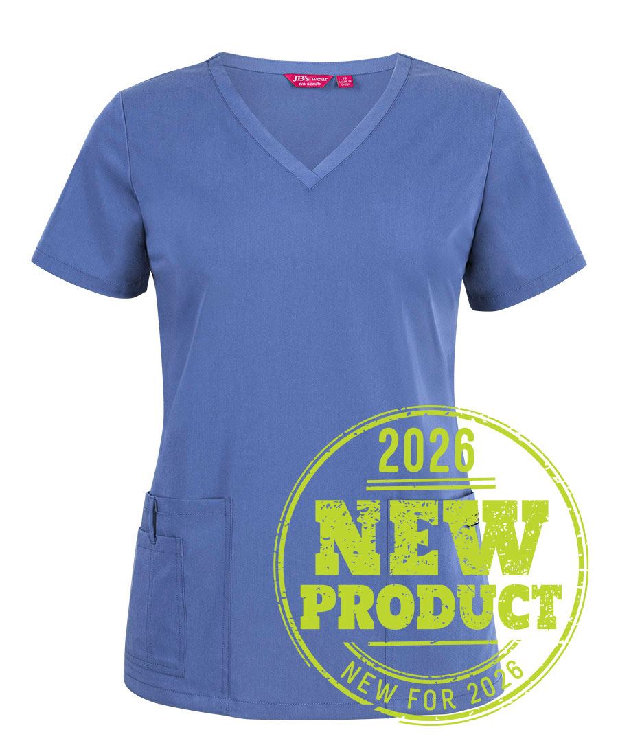JB's Ladies Nu Scrub Top - Vista Blue - Front