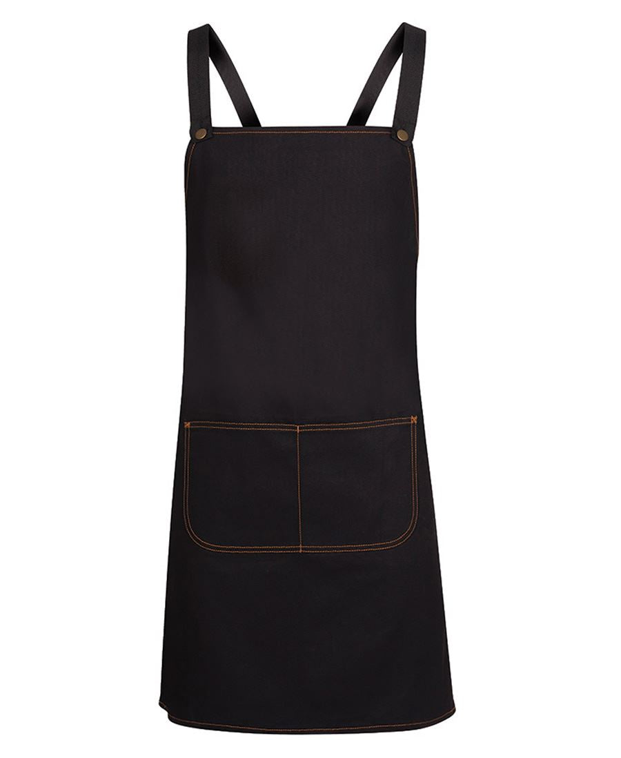 JB's Cross Back Denim Apron (Without Straps) - Black - Front