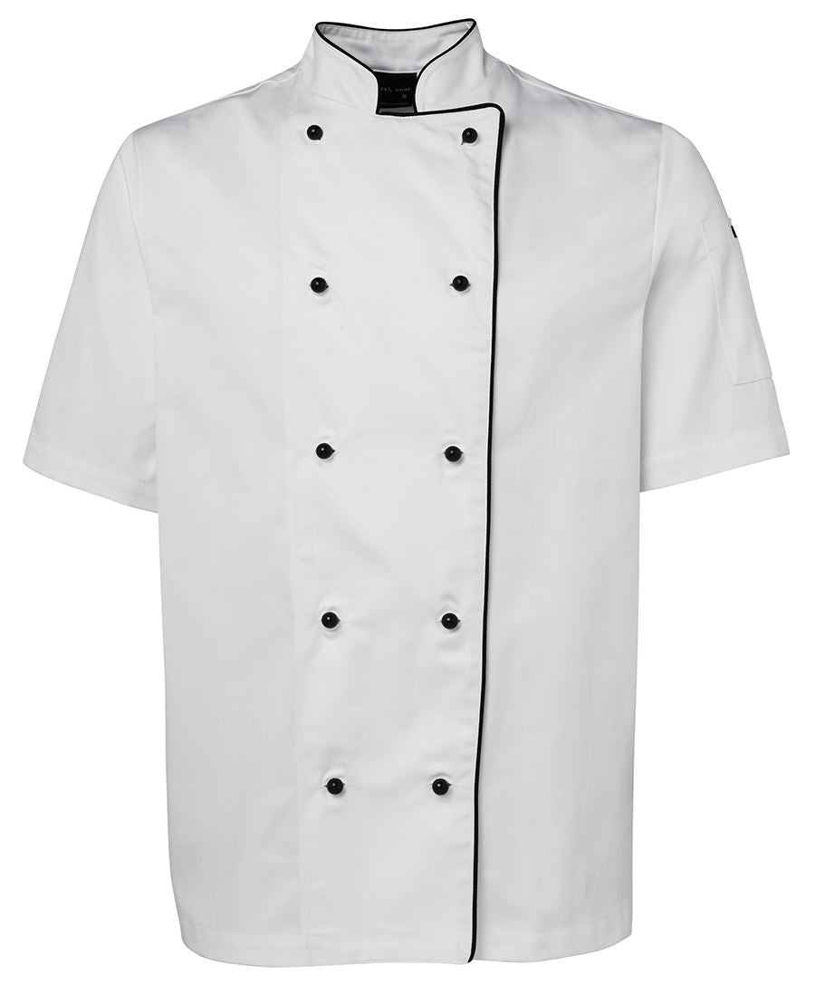 JB's S/S Chefs Jacket - White/Black Piping - Front