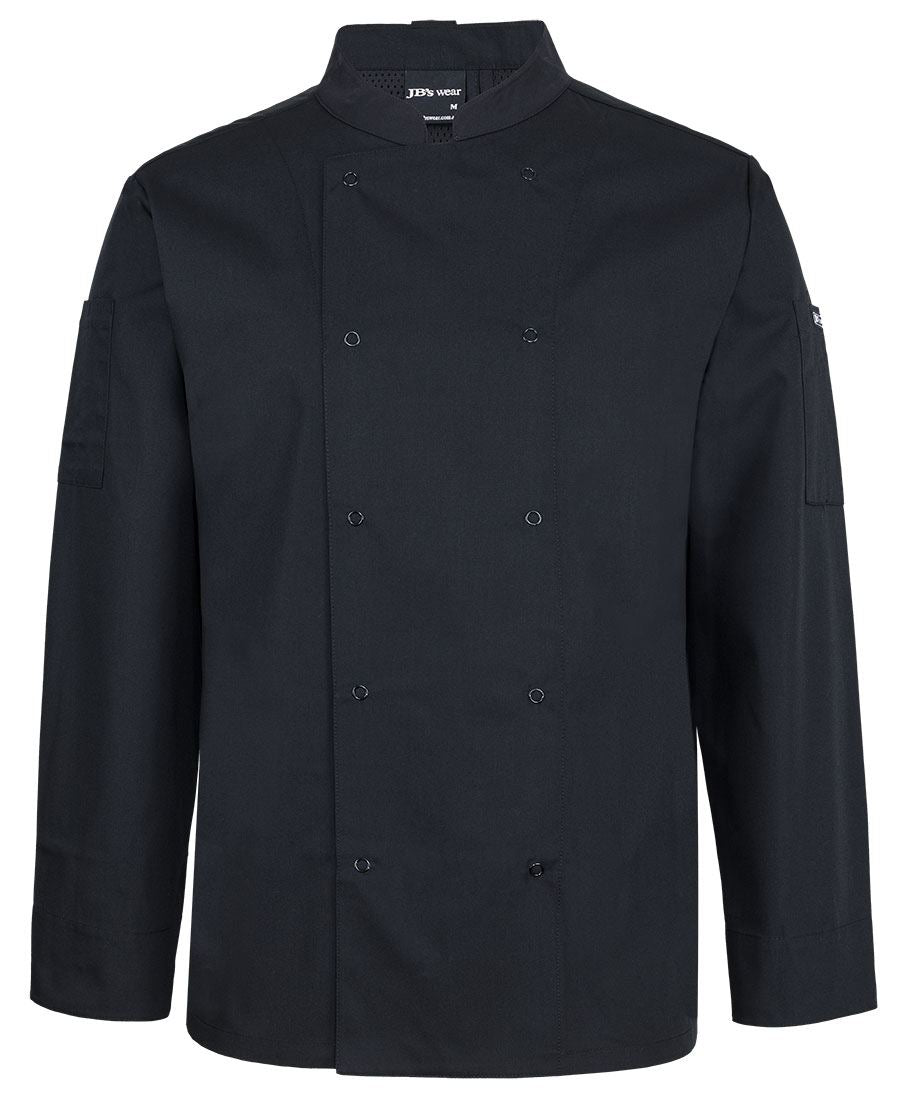 JB's L/S Snap Button Chefs Jacket - Black - Front