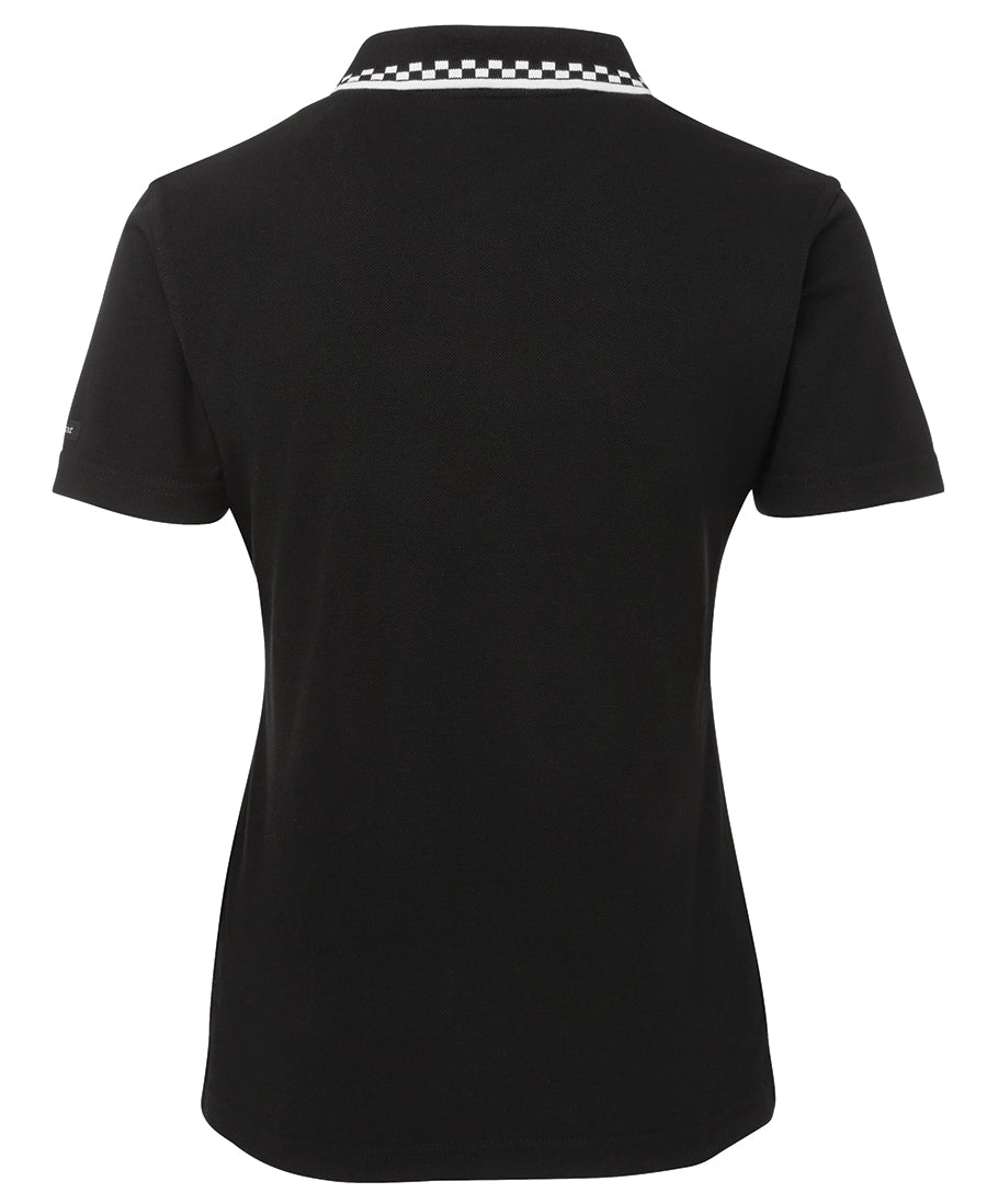 JB's Ladies Chef Polo - Black/White - Back