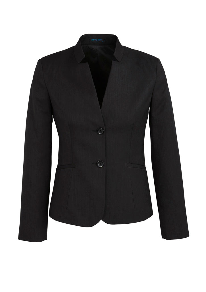 Cool Stretch Womens Short Jacket with Reverse Lapel - Black - Front