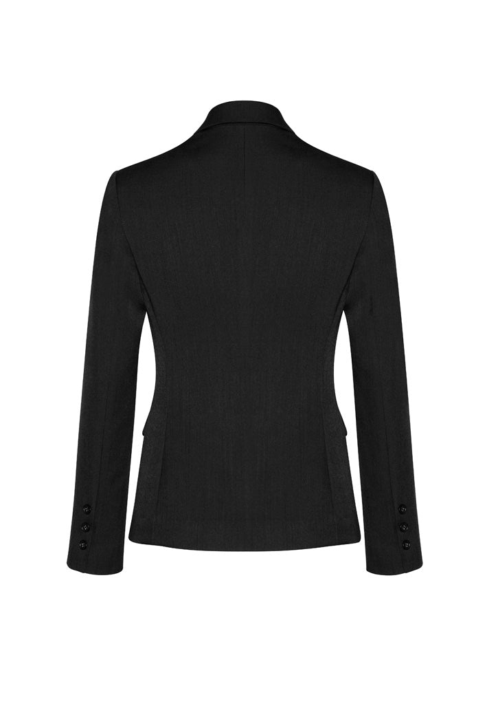 Comfort Wool Stretch Womens 2 Button Mid Length Jacket - Black - Back