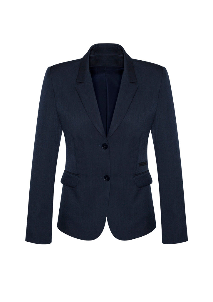 Comfort Wool Stretch Womens 2 Button Mid Length Jacket - Navy - Front