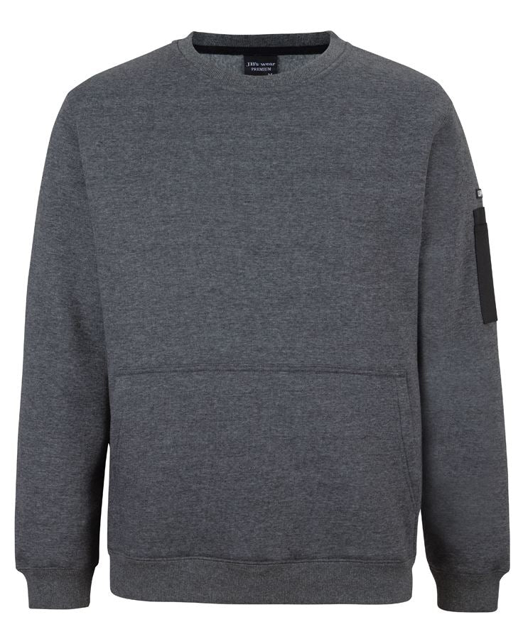 JB's 350 Premium Trade Crew Neck Fleece - Charcoal Marle/Black - Front