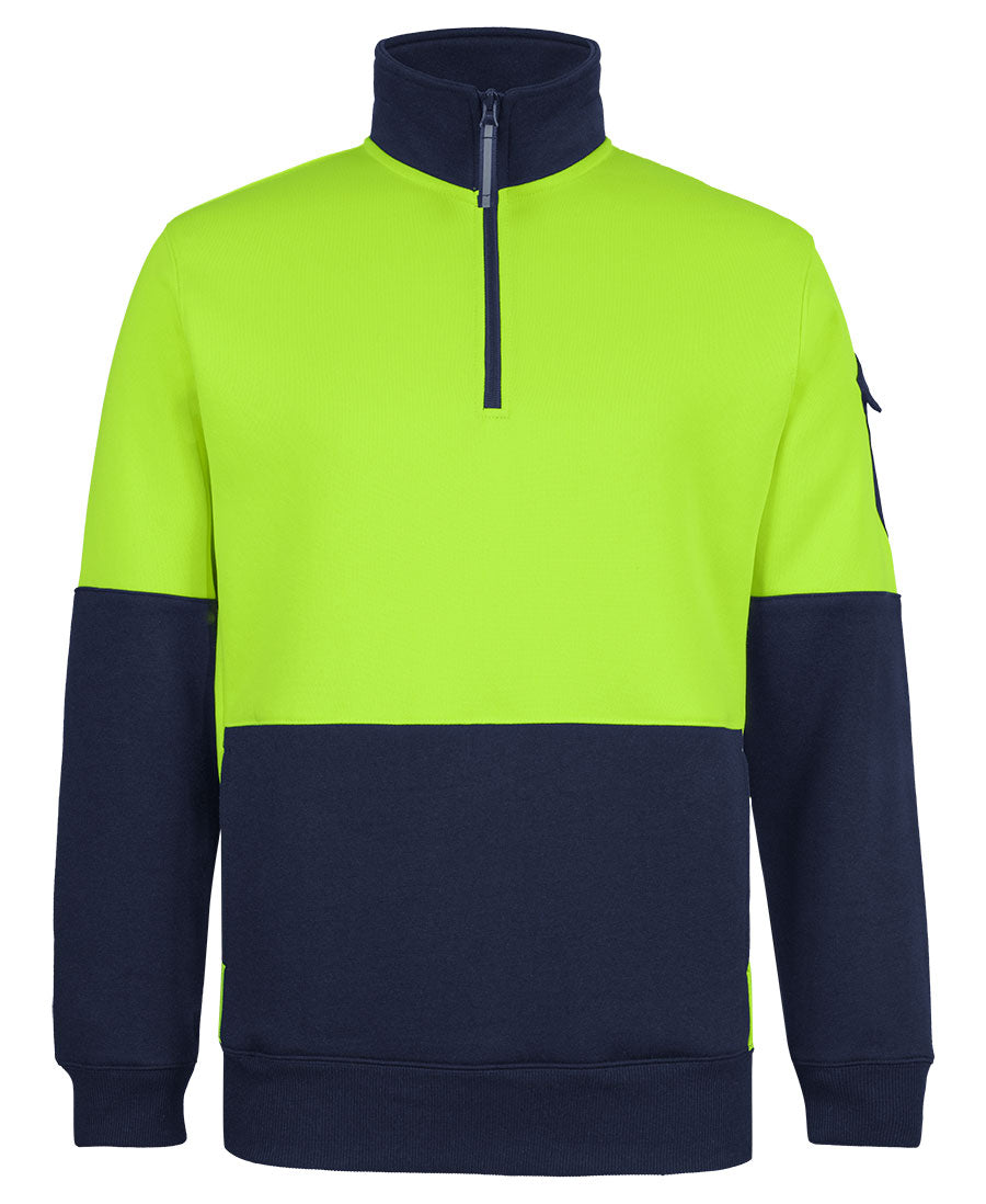 JB's 350g Hi Vis 1/2 ZIp Trade Fleece - Lime/Navy - Front