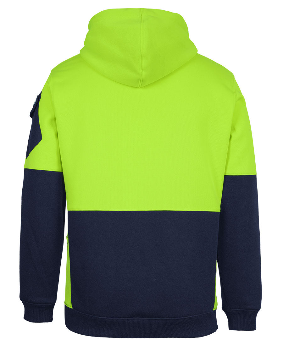 JB's 350g Hi Vis Trade Hoodie - Lime/Navy - Back