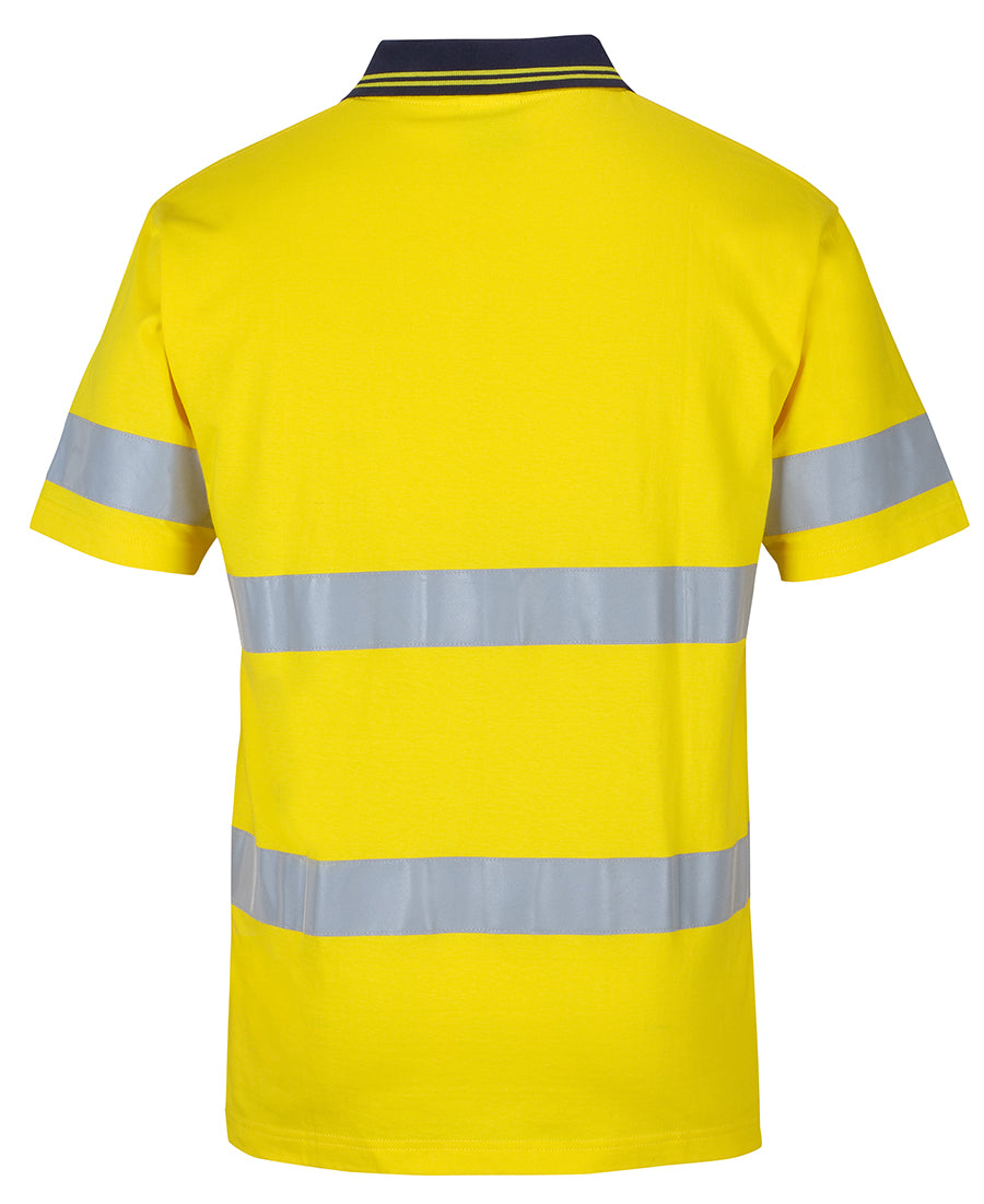 JB's Hi Vis (D+N) S/S Cotton Polo - Yellow/Navy - Back