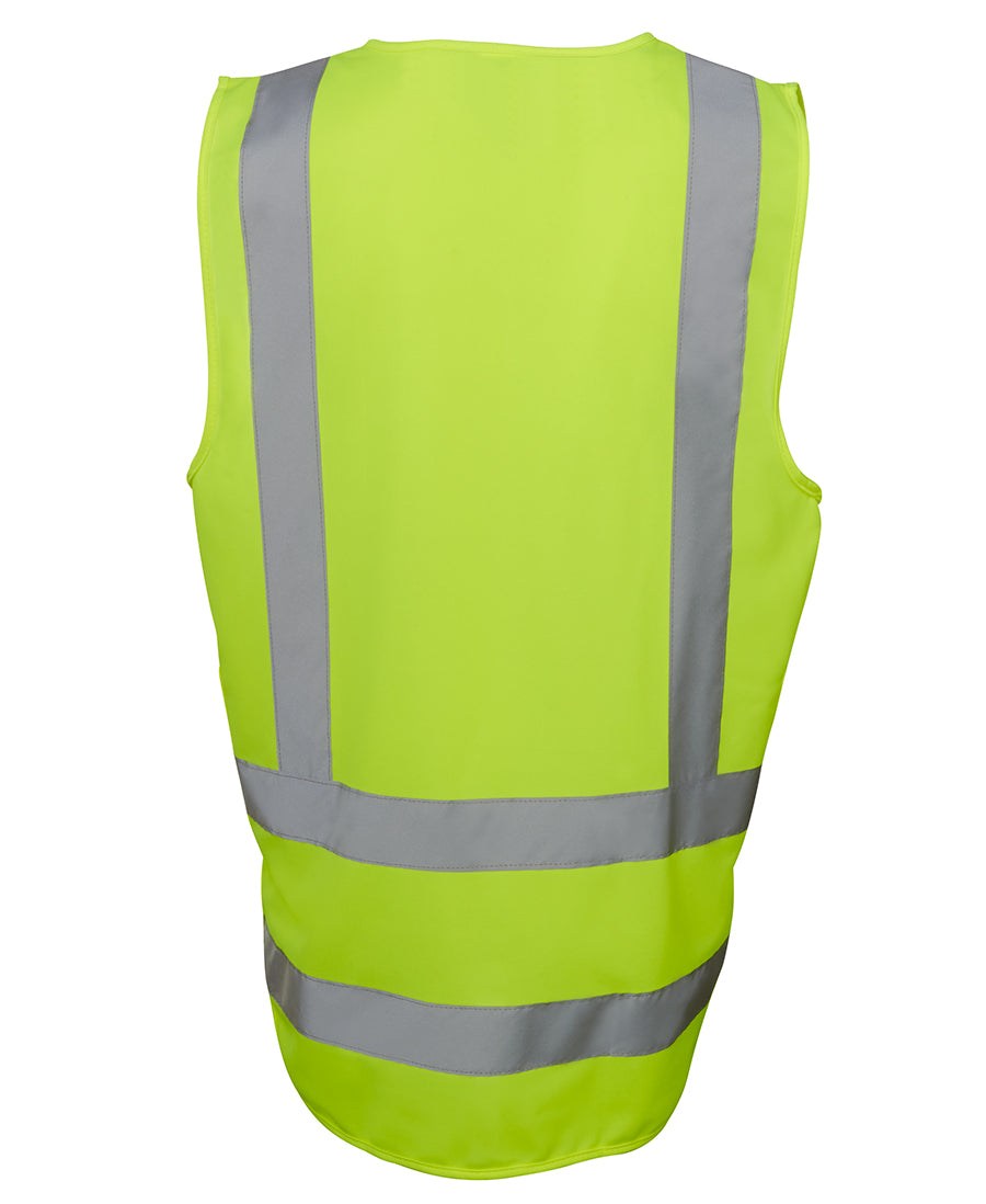 JB's Hi Vis Zip Drop Tail H Pattern (D+N) Vest - Lime - Back