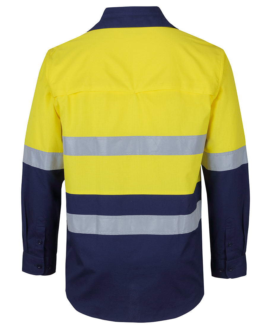 JB's Hi Vis (D+N) Ripstop L/S Fishing Shirt - Yellow/Navy - Back