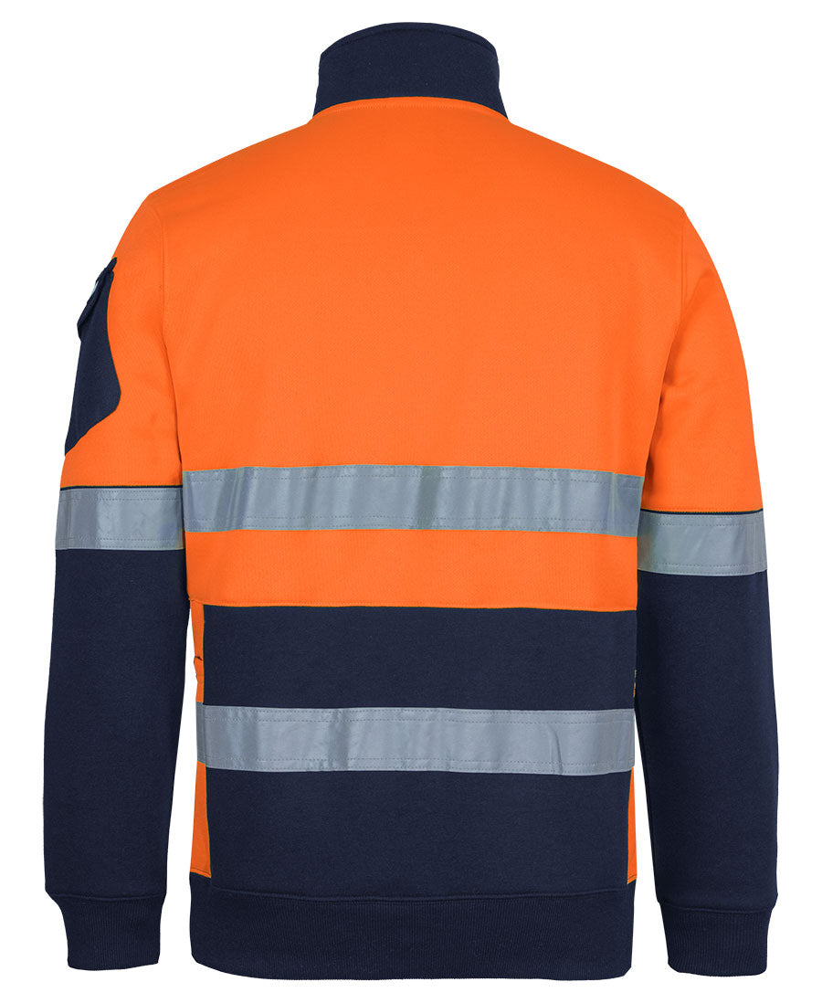 JB's 350g Hi Vis (D+N) 1/2 Zip Trade Fleece - Orange/Navy - Back