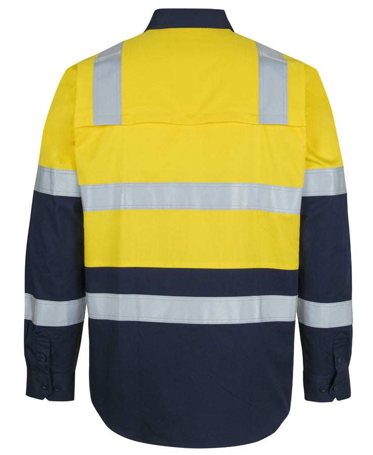 JB's Hi Vis (D+N) L/S 150G Level 3 Work Shirt - Yellow/Navy - Back