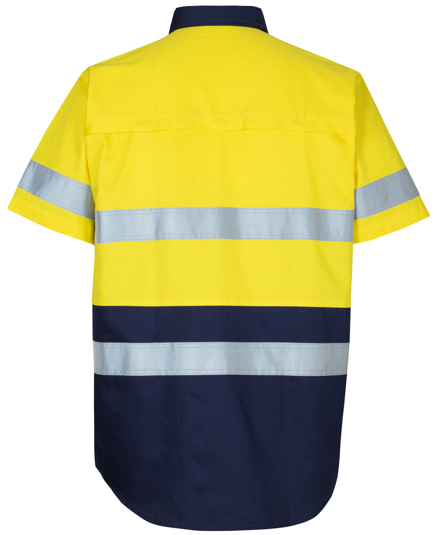 JB's Hi Vis (D+N) S/S 150g Work Shirt - Yellow/Navy - Back