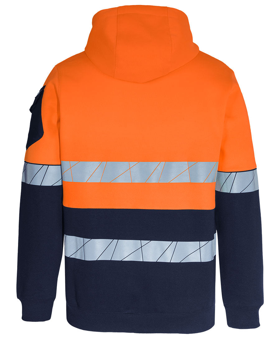 JB's 450g Hi Vis Full Zip Hoodie with Fragmented Tape - Orange/Navy - Back