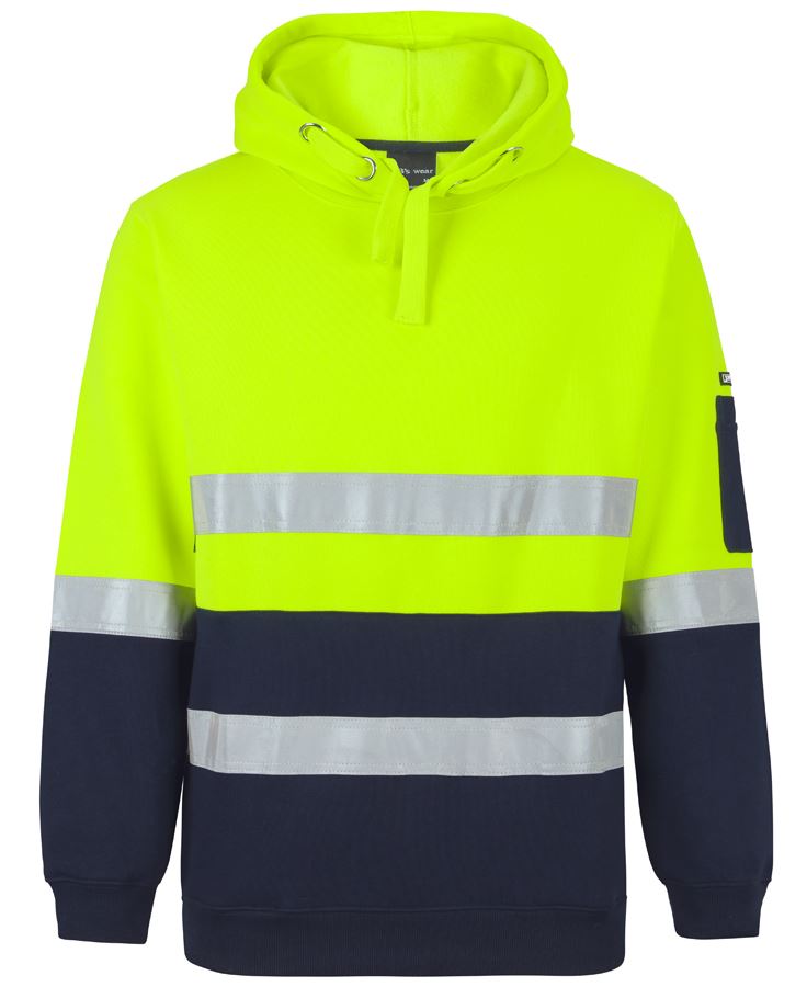 JB's Hi Vis (D+N) Pull Over Hoodie - Lime/Navy - Front