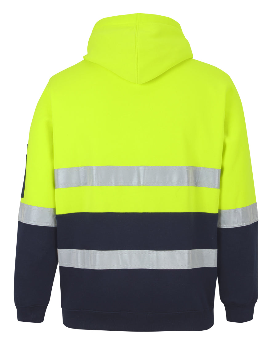 JB's Hi Vis (D+N) Pull Over Hoodie - Lime/Navy - Back