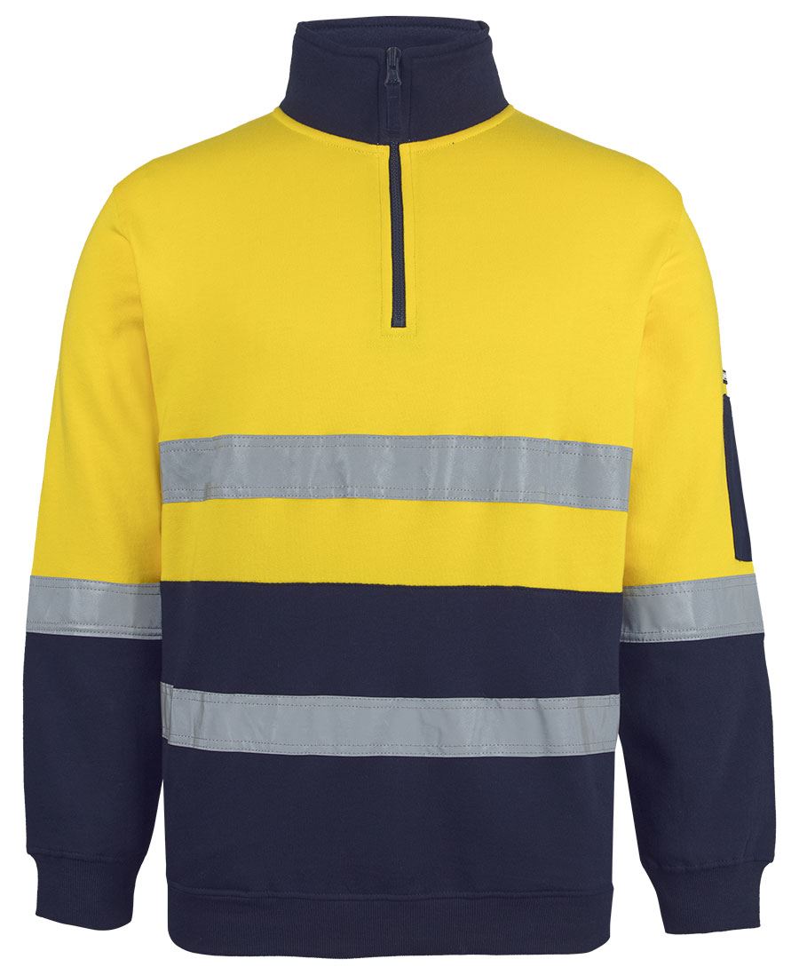 JB's Hi Vis (D+N) 310 Cotton 1/2 Zip Fleece - Yellow/Navy - Front