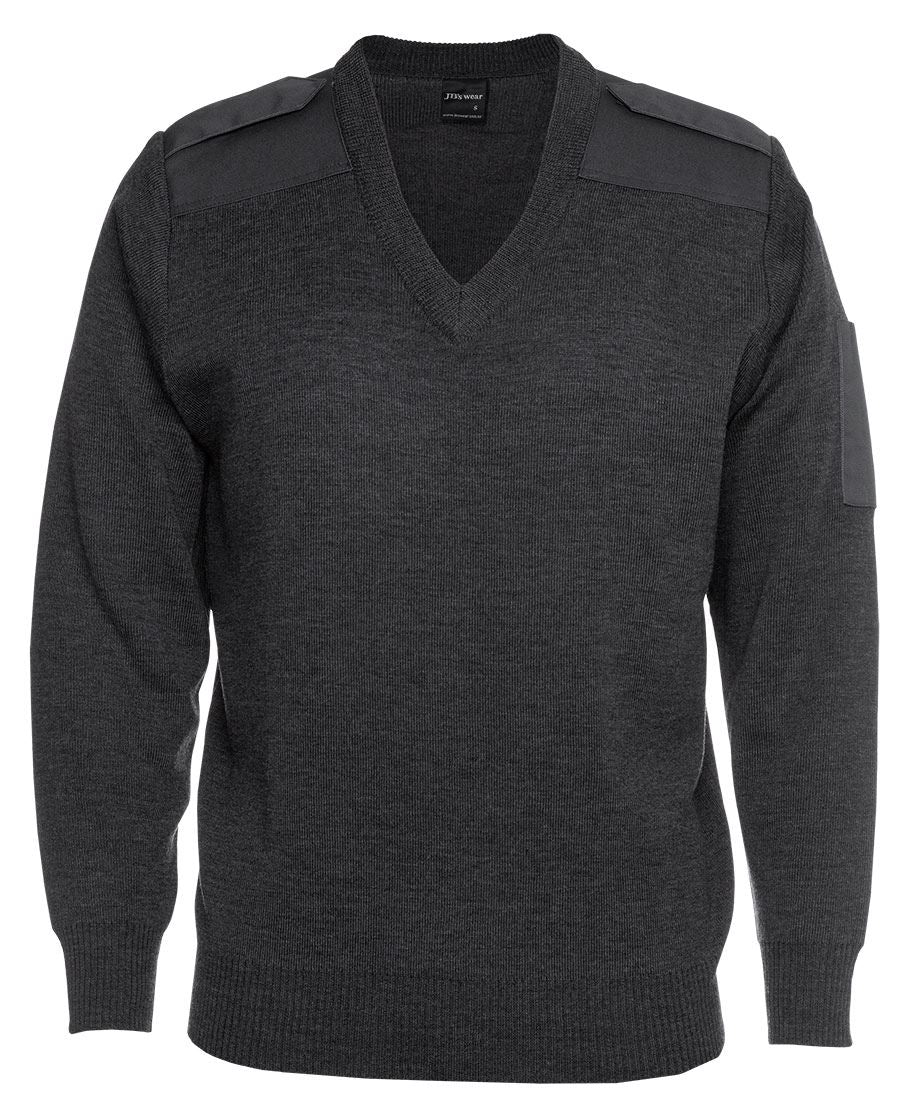 JB's Knitted Epaulette Jumper - Charcoal - Front