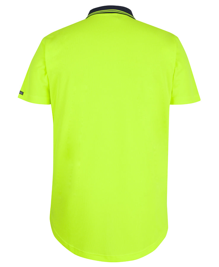 JB's Hi Vis S/S Drop Tail Polo - Lime/Navy - Back