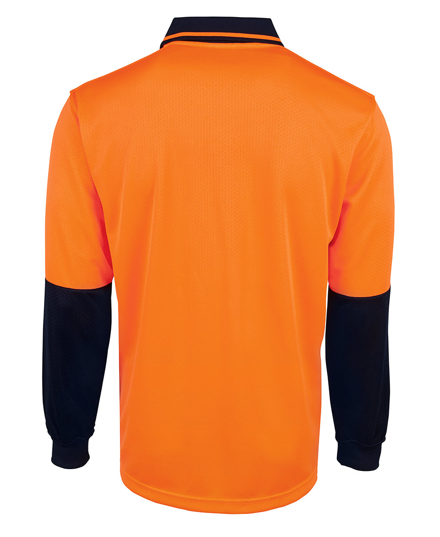 JB's Hi Vis L/S Jacquard Polo - Orange/Navy - Back