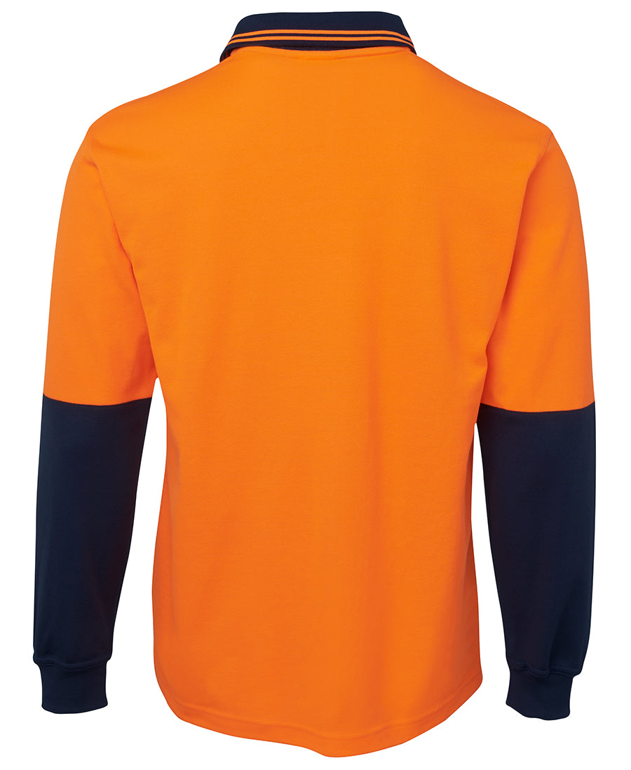 JB's Hi Vis L/S Cotton Back Polo - Orange/Navy - Back