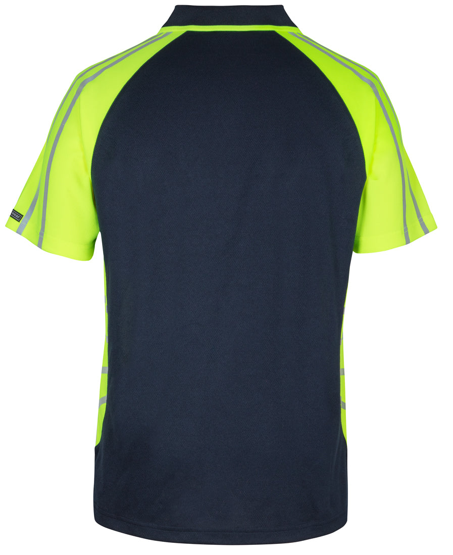 JB's Street Spider Polo with Reflective Stripes - Navy/Lime - Back