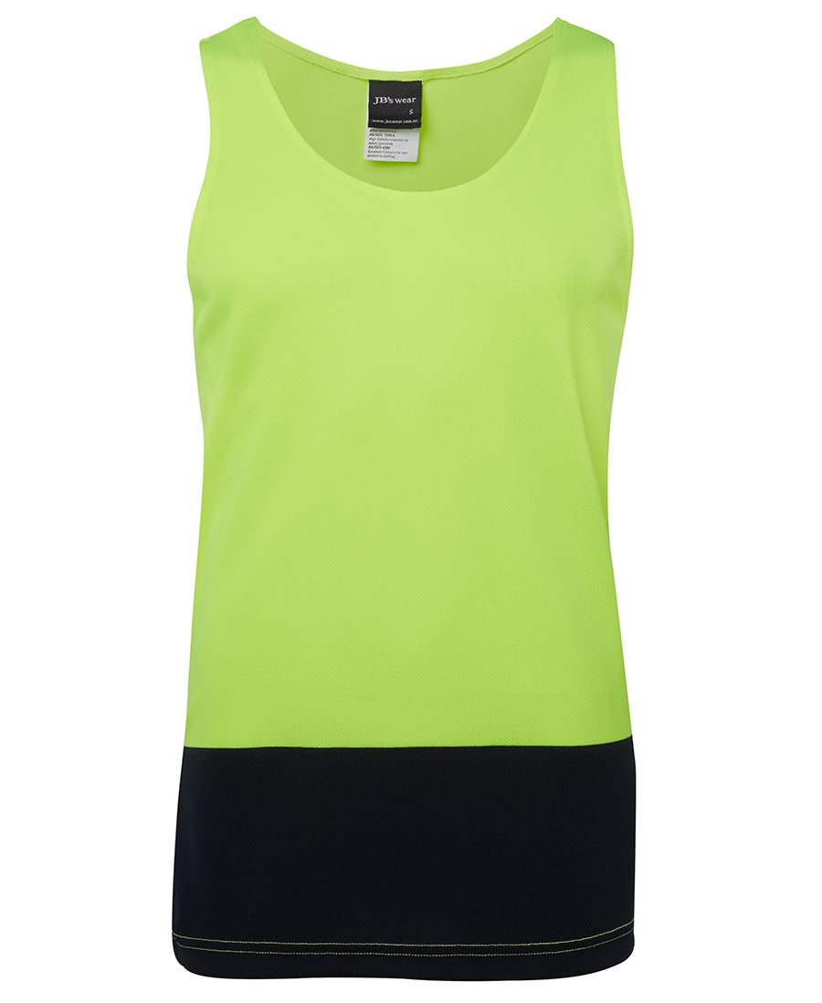 JB's Hi Vis Traditional Singlet - Lime/Navy - Front