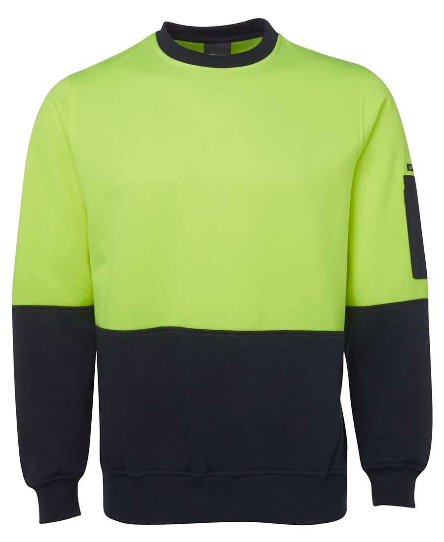JB's Hi Vis Fleecy Crew - Lime/Navy - Front