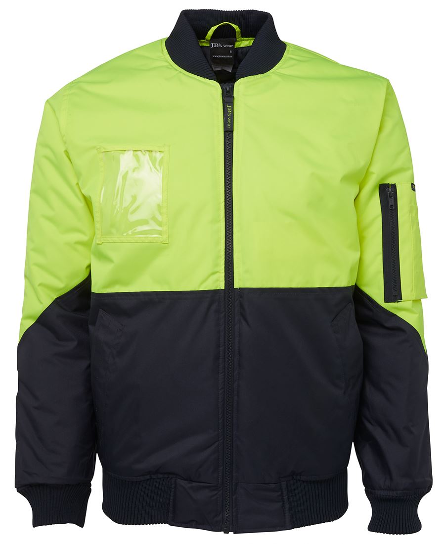 JB's Hi Vis Flying Jacket - Lime/Navy - Front