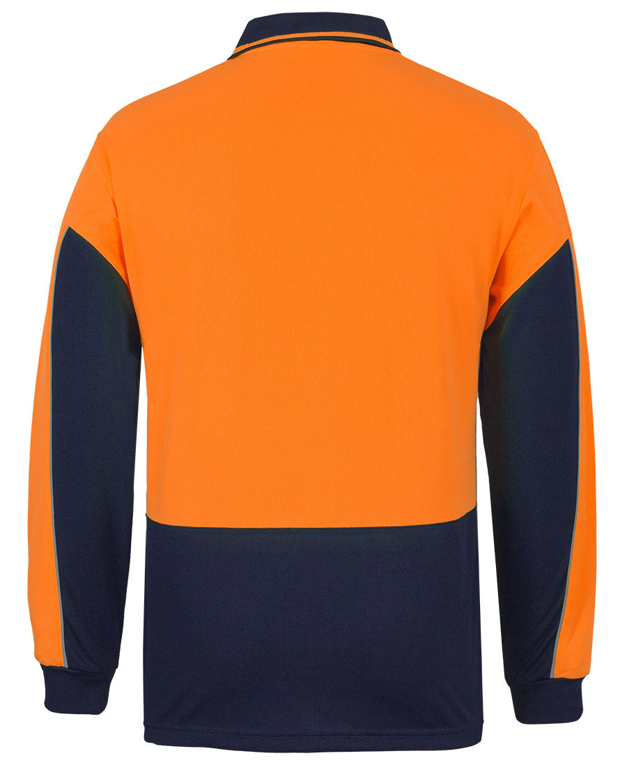 JB's Hi Vis L/S Gap Polo - Orange/Navy - Back
