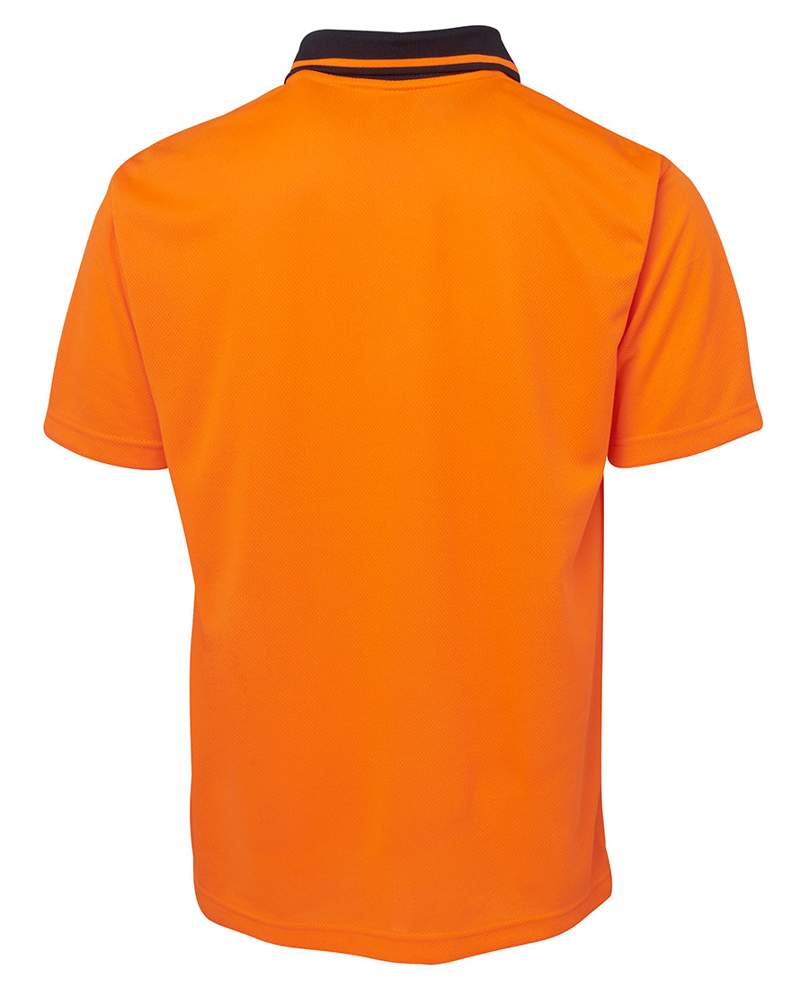 JB's Adults and Kids Hi Vis Non Cuff Traditional Polo - Orange/Navy - Back