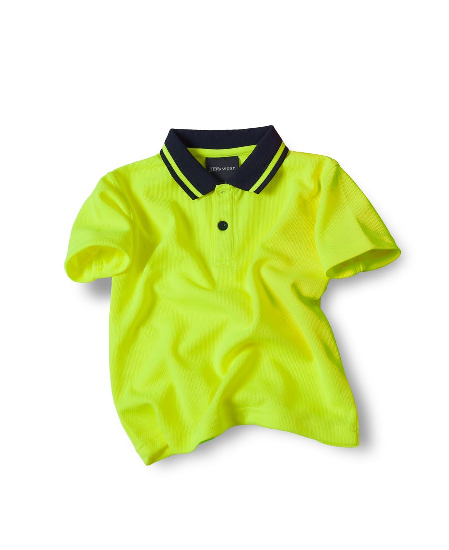 JB's Adults and Kids Hi Vis Non Cuff Traditional Polo - Lime - Front