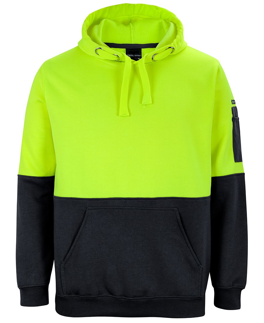 JB's Hi Vis Pull Over Hoodie - Lime/Black - Front