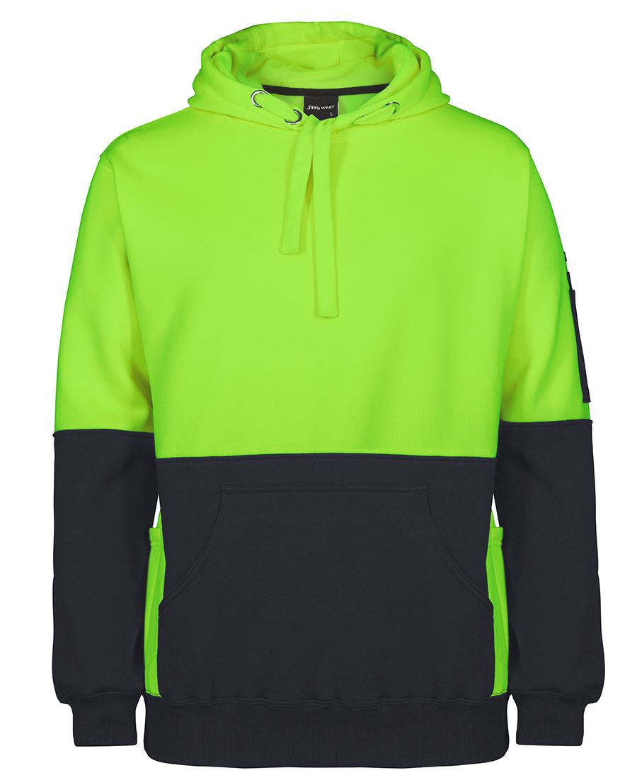 JB's Hi Vis 330G Pull Over Hoodie - Lime/Black - Front
