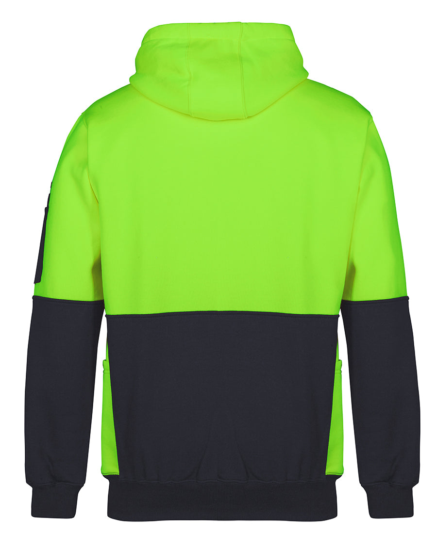 JB's Hi Vis 330G Pull Over Hoodie - Lime/Black - Back