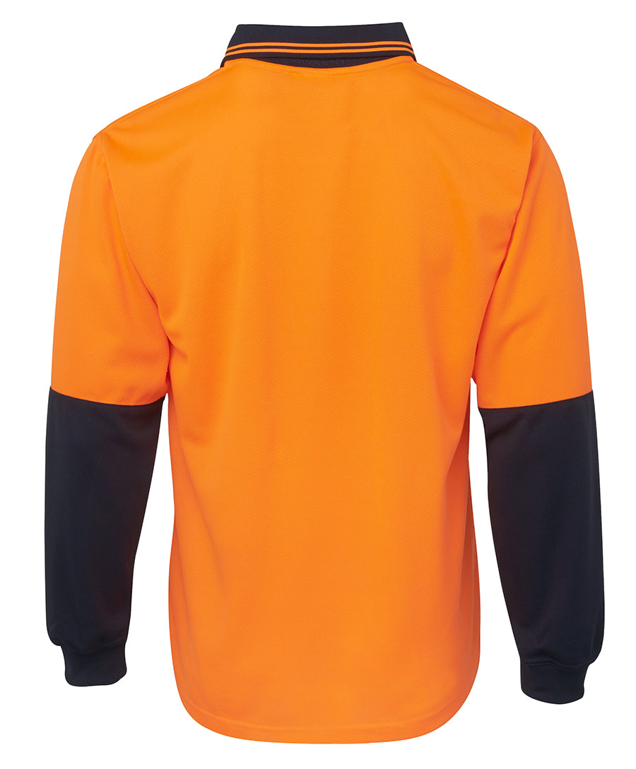 JB's Hi Vis L/S Traditional Polo - Orange/Navy - Back