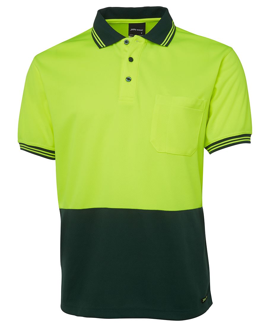 JB's Hi Vis S/S Traditional Polo - Lime/Bottle - Front