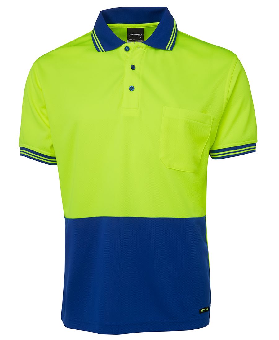 JB's Hi Vis S/S Traditional Polo - Lime/Royal - Front