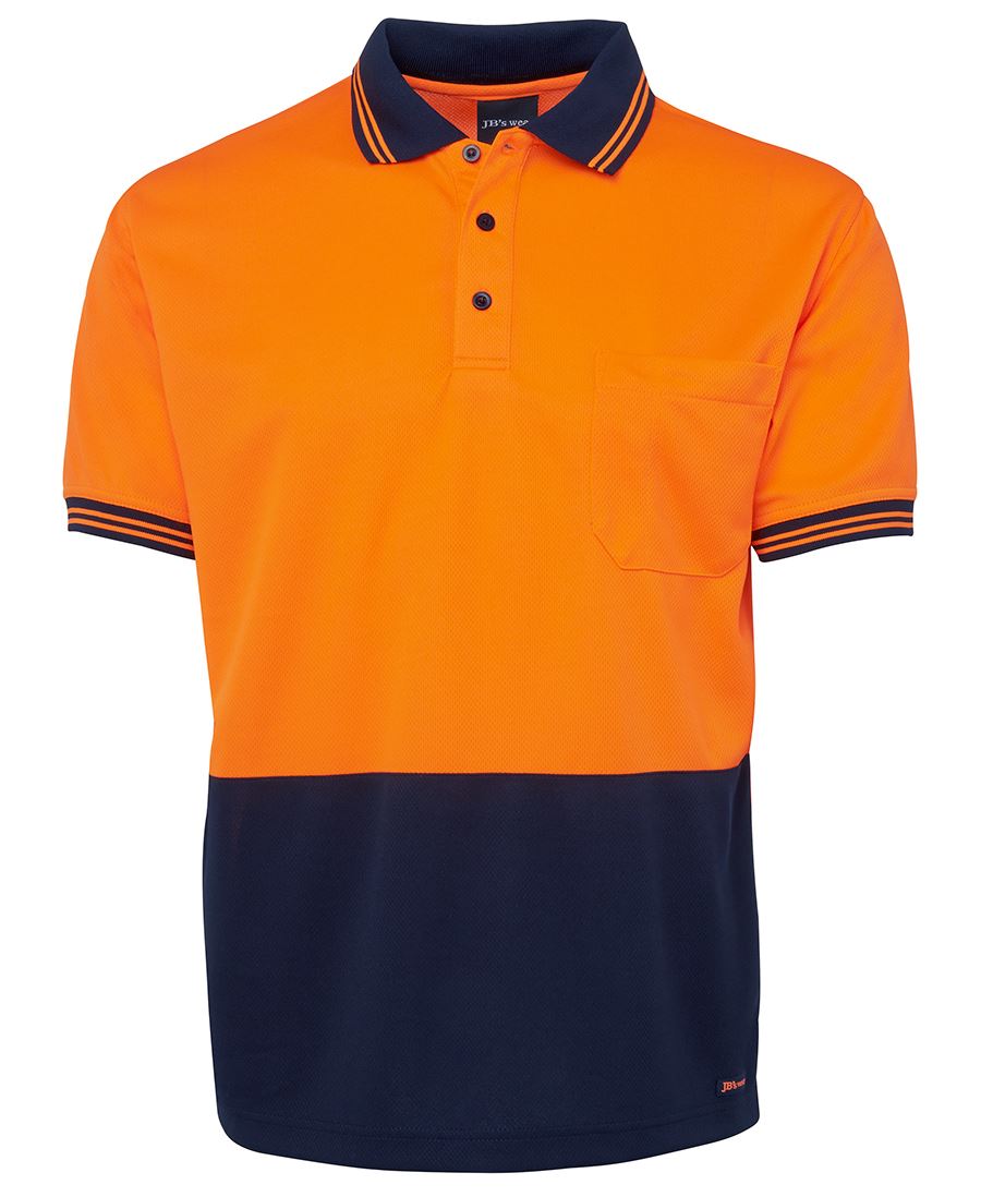 JB's Hi Vis S/S Traditional Polo - Orange/Navy - Front